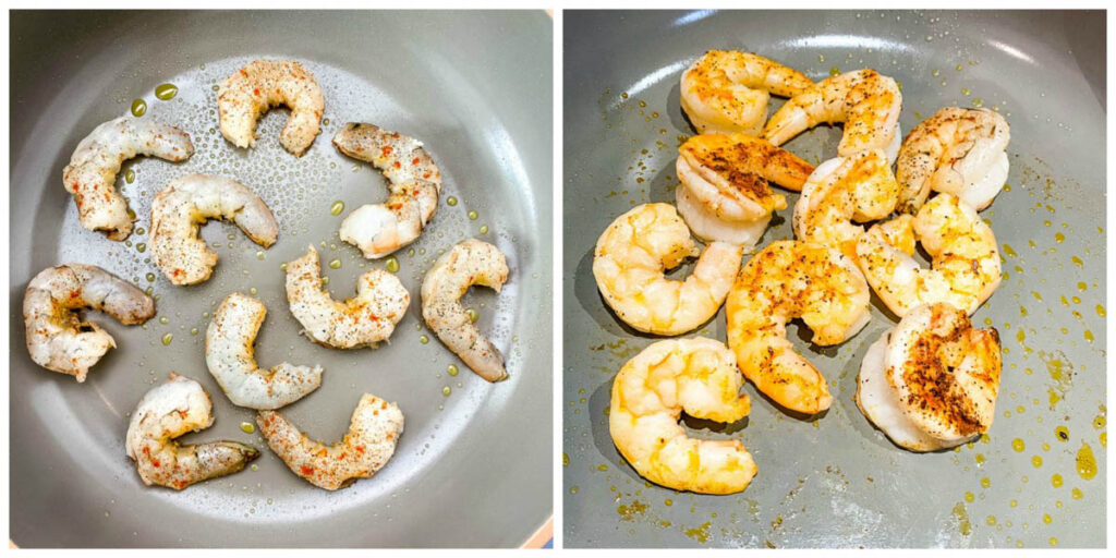 seared shrimp in a pan