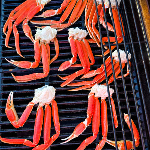 snow crab legs on a grill