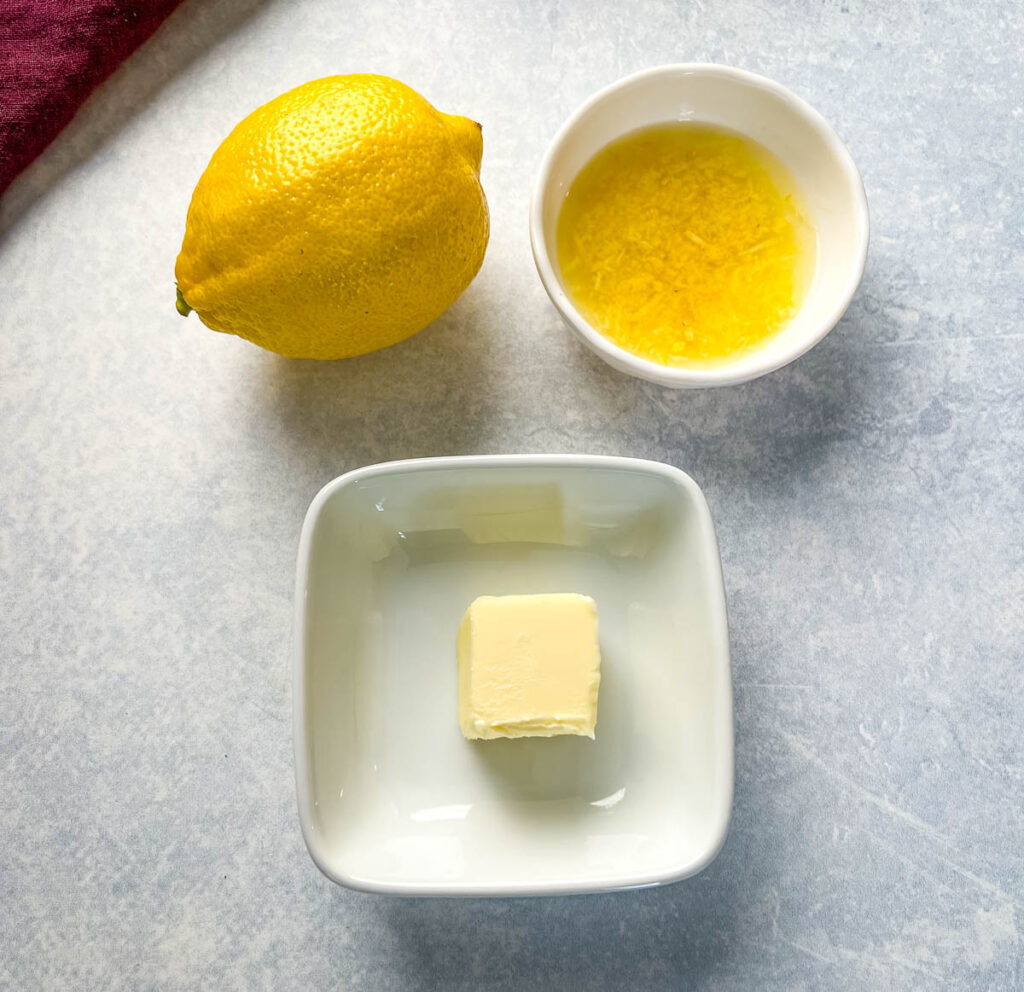 fresh lemon and butter in separate bowls