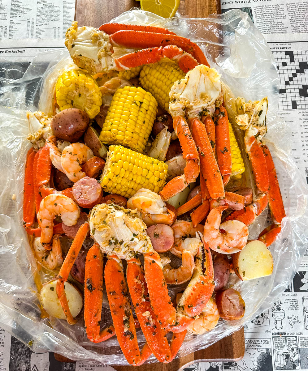 Seafood Boil in a Bag with Garlic Butter - Simple Seafood Recipes