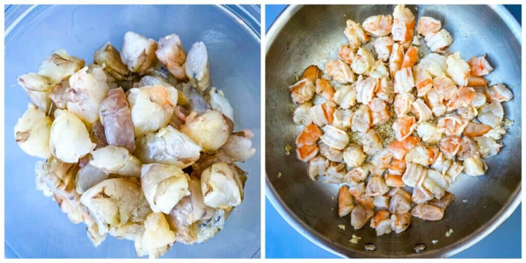 cooked shrimp in a pan