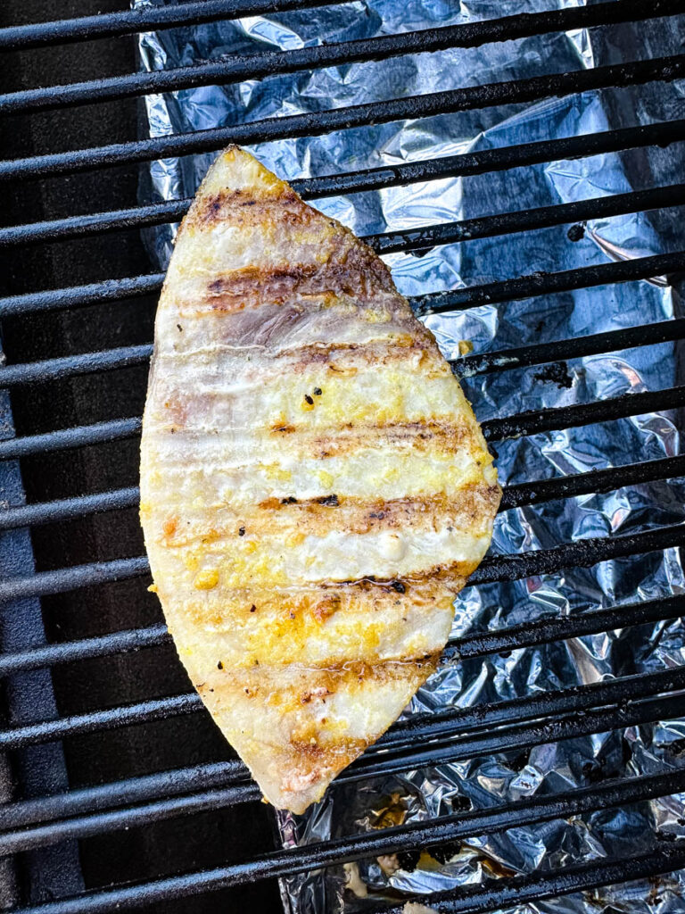 swordfish filets on a Traeger smoker grill