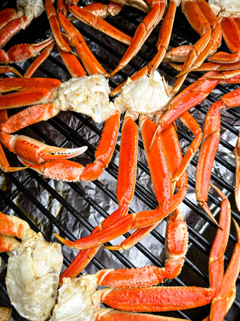 crab legs on a Traeger smoker grill