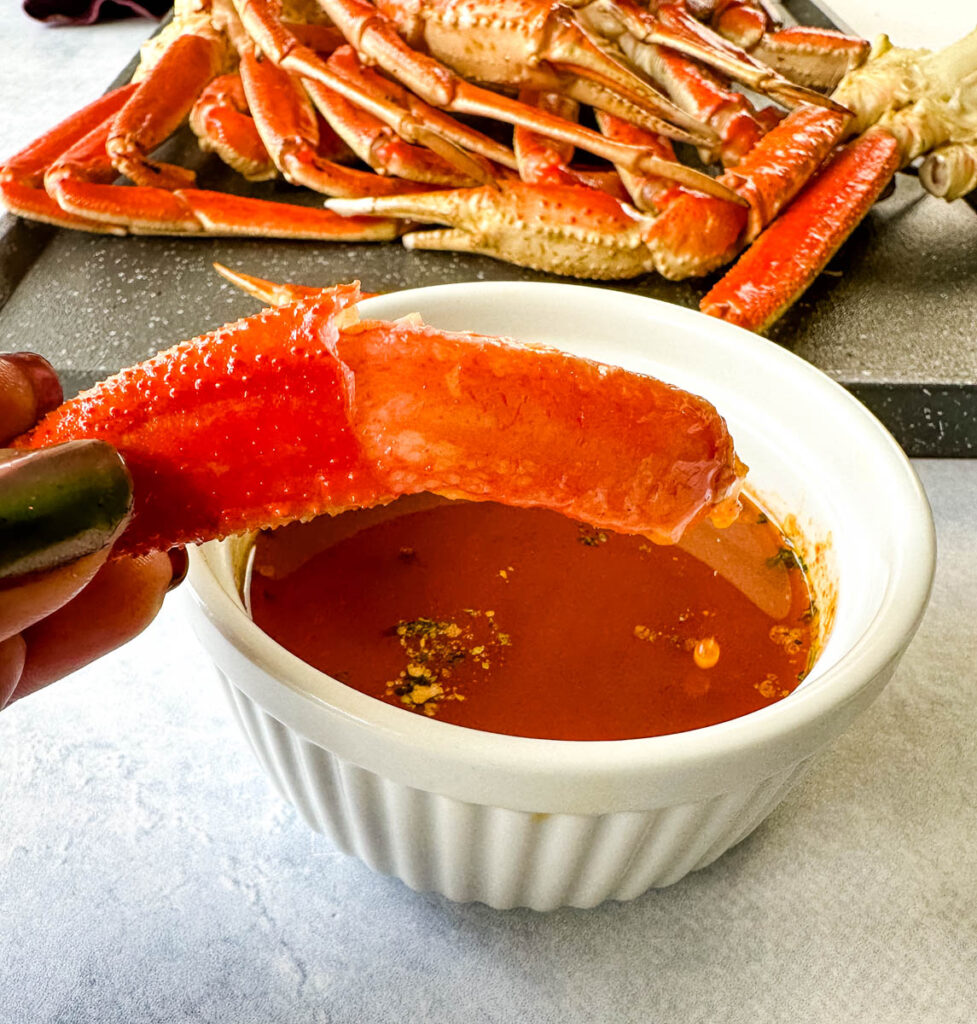 smoked crab legs dipped in smoky garlic butter