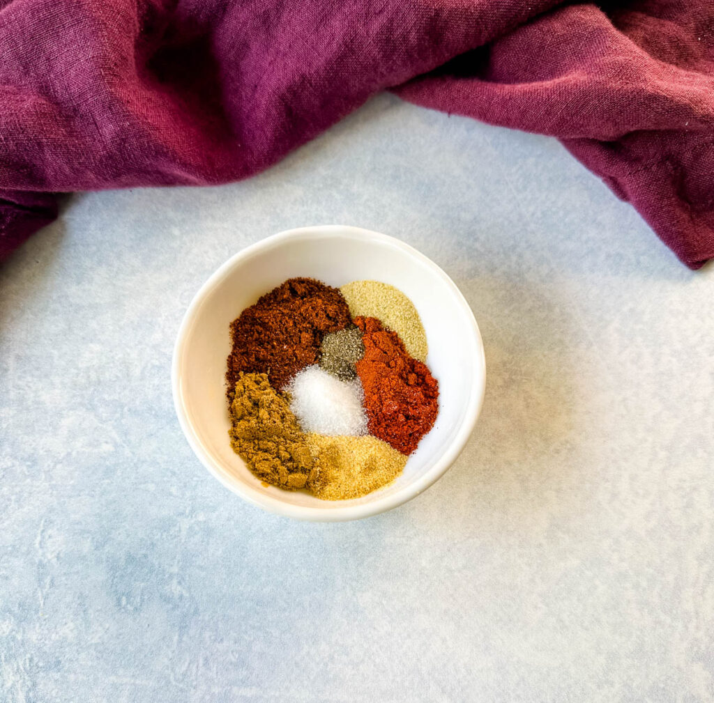 homemade taco seasoning spices in a white bowl