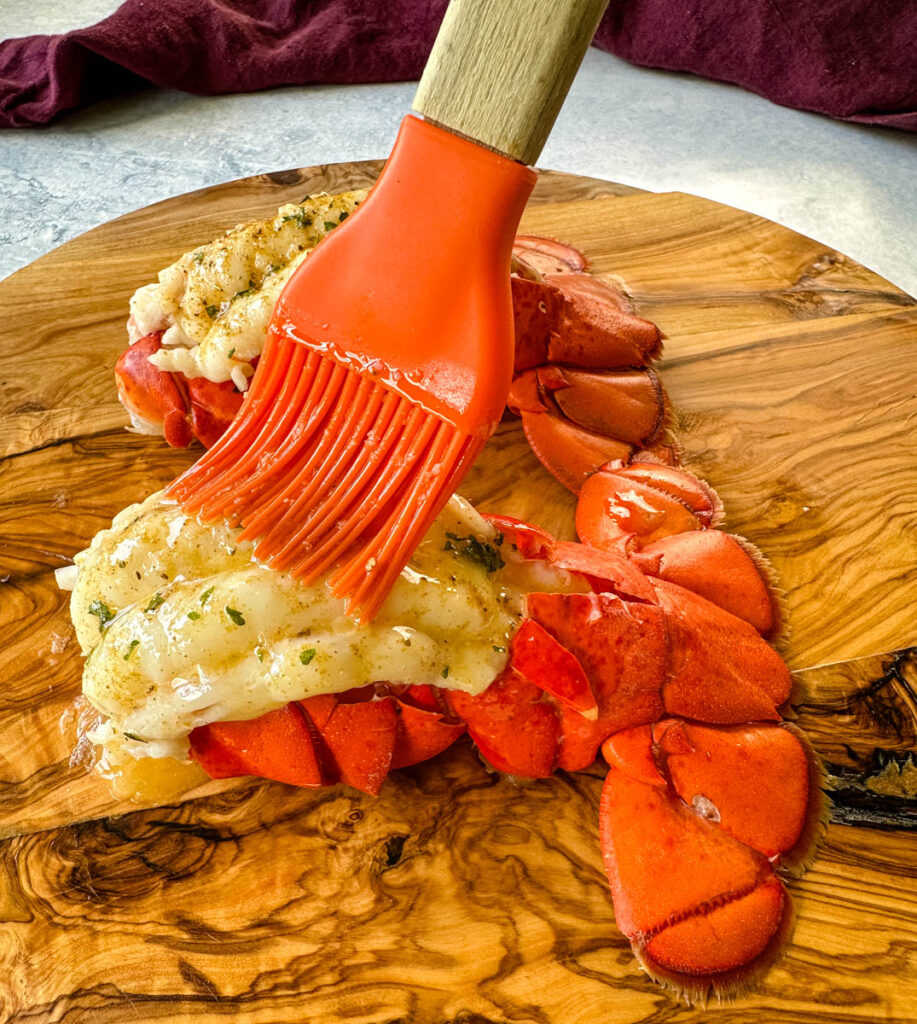 steamed lobster tails brushed with butter