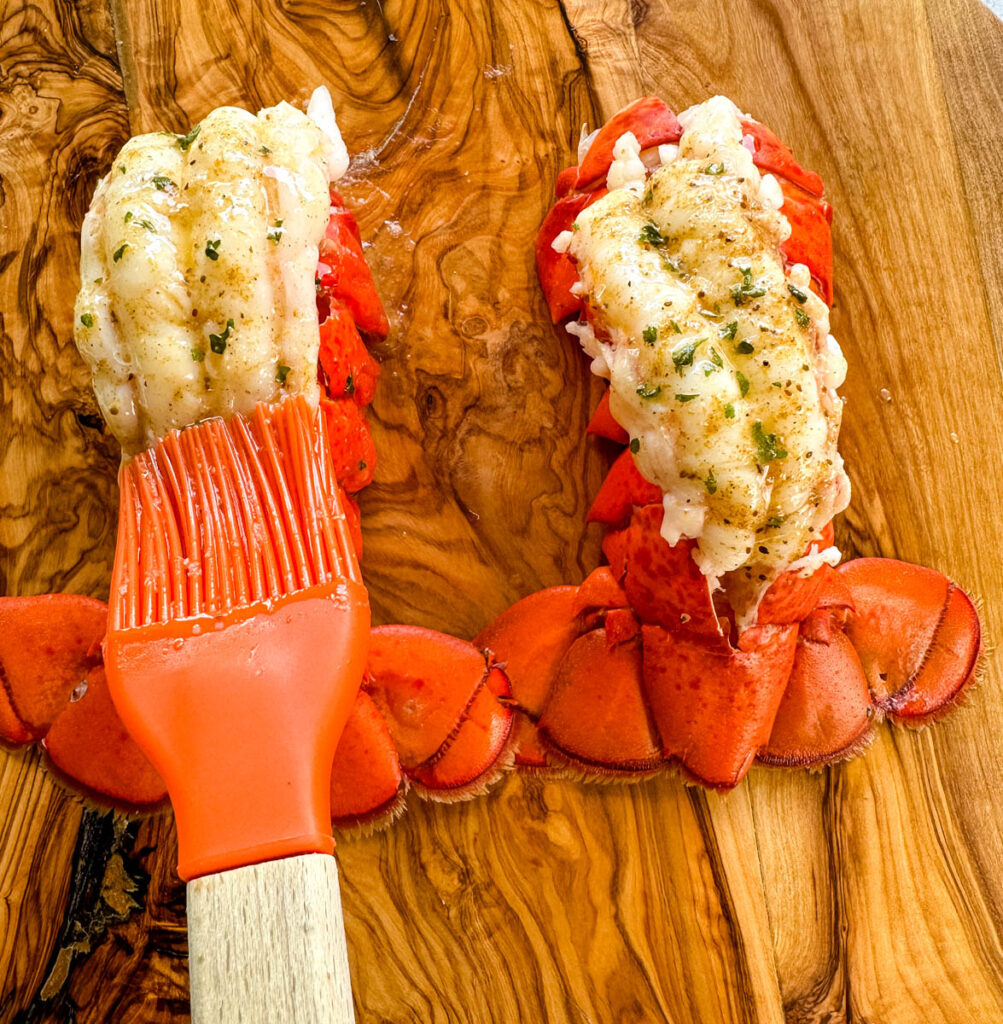 steamed lobster tails brushed with butter